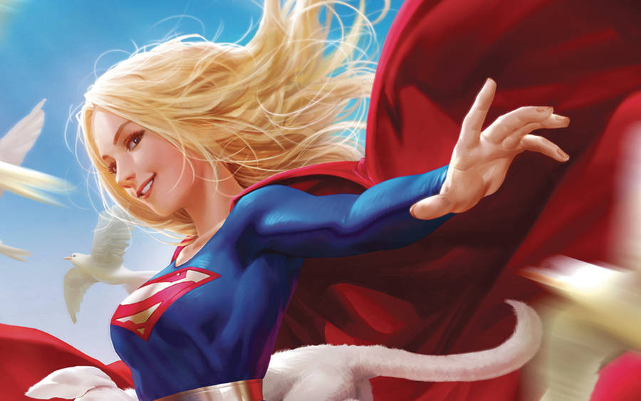 Supergirl With Doves Dc Superhero Art Wallpaper