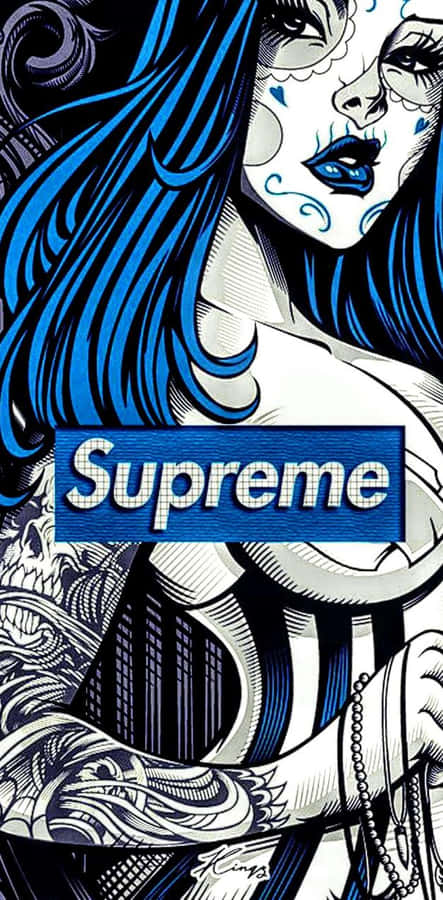 Supreme - A Girl With Blue Hair And Tattoos Wallpaper