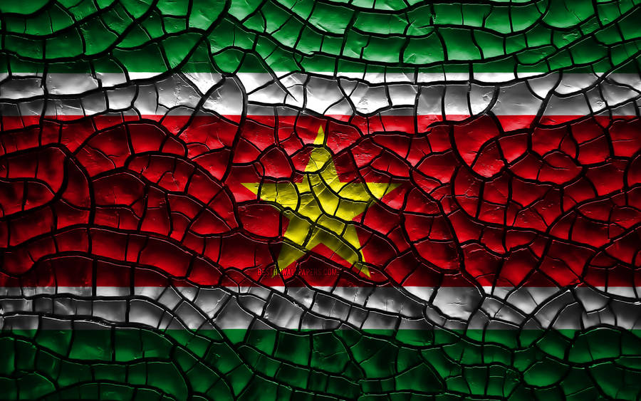 Suriname Cracked Flag Wallpaper