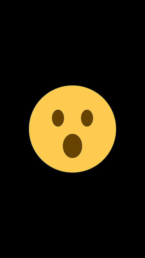 Surprised Yellow Face Emoji Black Background Wallpaper