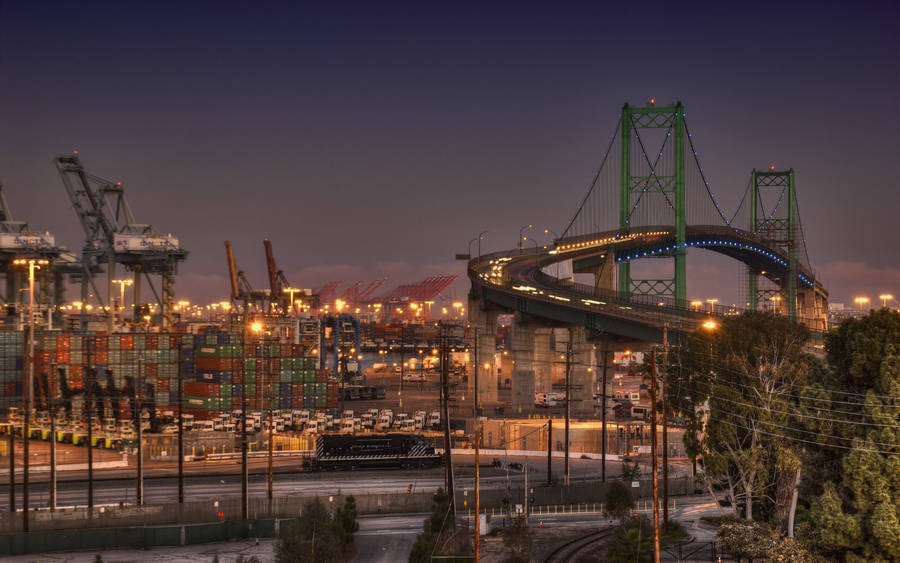 Suspension Bridge Los Angeles Sunset Wallpaper