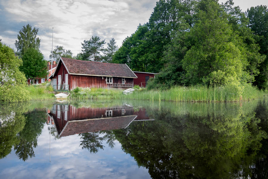 Sweden Varnamo Lagan River Wallpaper