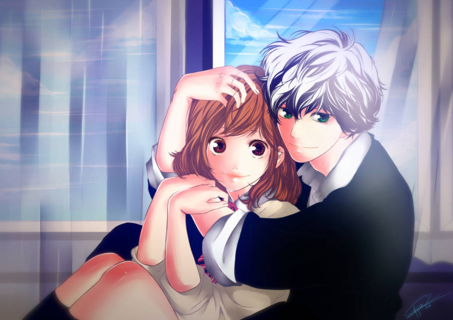 Sweet Ao Haru Ride Couple Wallpaper