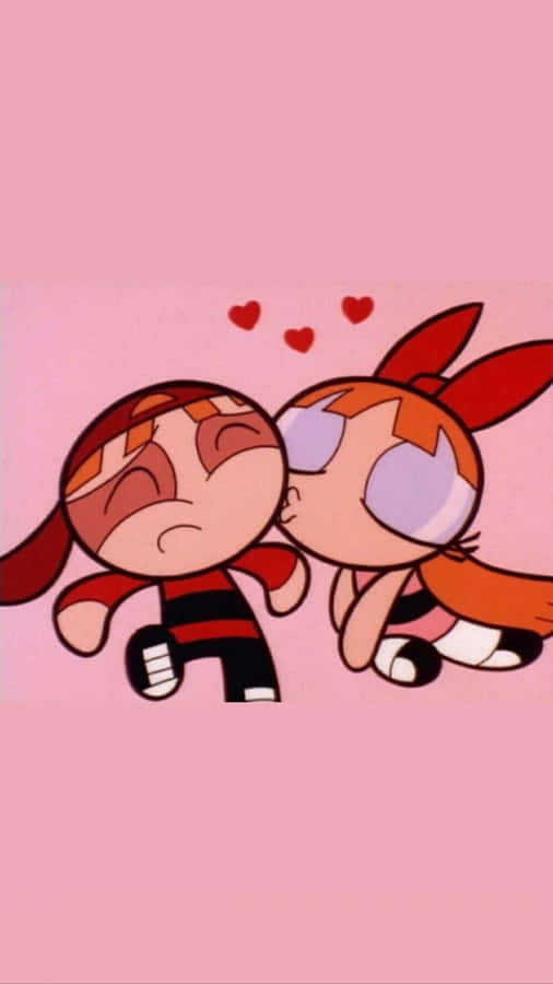Sweet Blossom Kissing Brick Powerpuff Girls Aesthetic Wallpaper