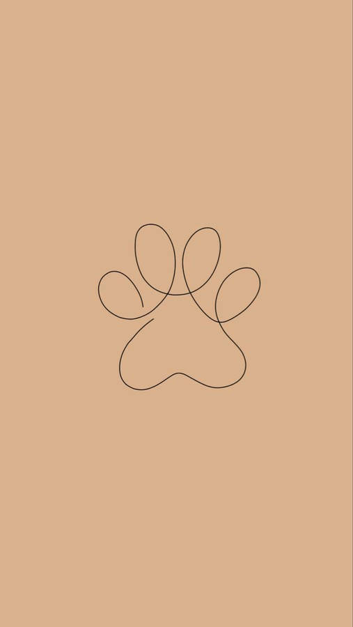 Sweet Simplicity - Paw Print On A Beige Aesthetic Phone Wallpaper