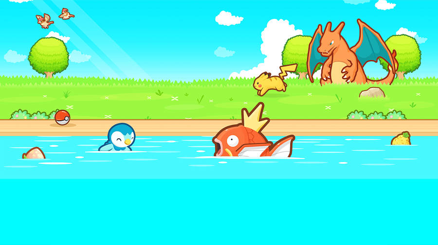 Swimming Magikarp Playing Pokemon Wallpaper