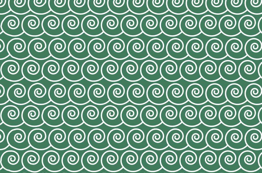 Swirly Green Japanese Waves Wallpaper