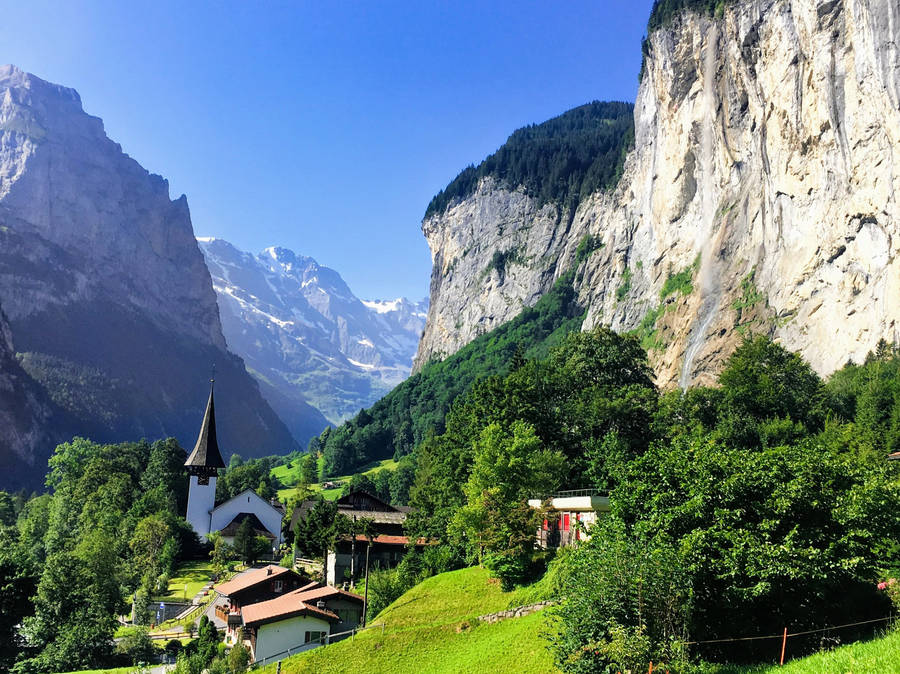 Swiss Alps Staubbach Falls Wallpaper