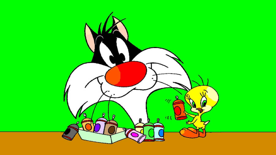 Sylvester And Tweety Vector Artwork Wallpaper