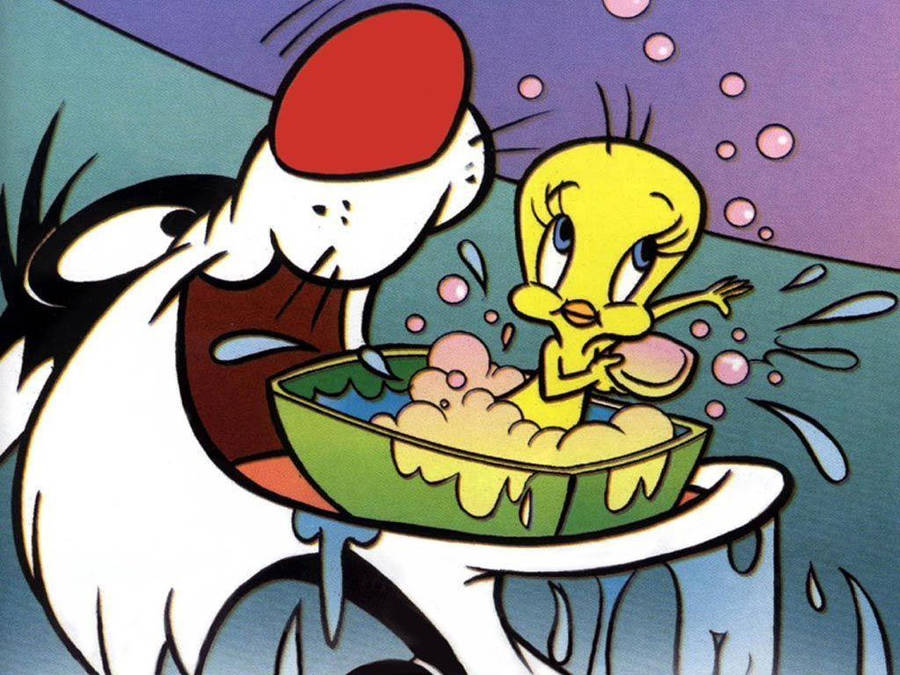 Sylvester Eating Tweety Wallpaper