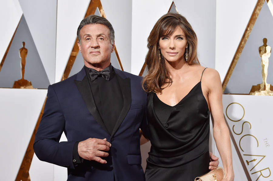 Sylvester Stallone And Jennifer Flavin At The Oscars Wallpaper