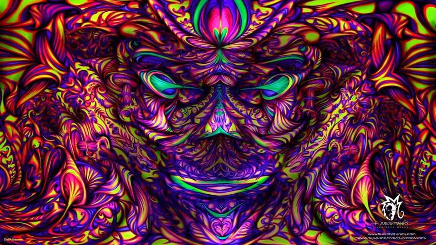Symmetrical Face Psychedelic Art Wallpaper