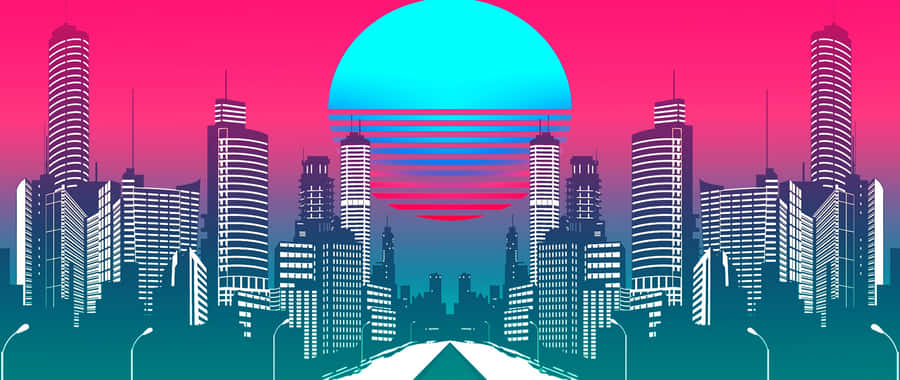 Synthwave City Digital Art Wallpaper