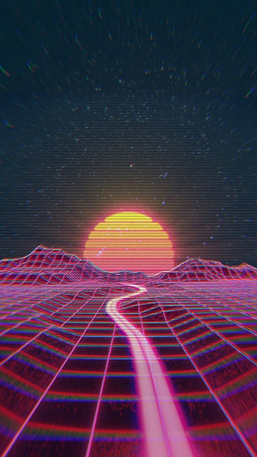 Synthwave Sun Rainbow Wave Wallpaper