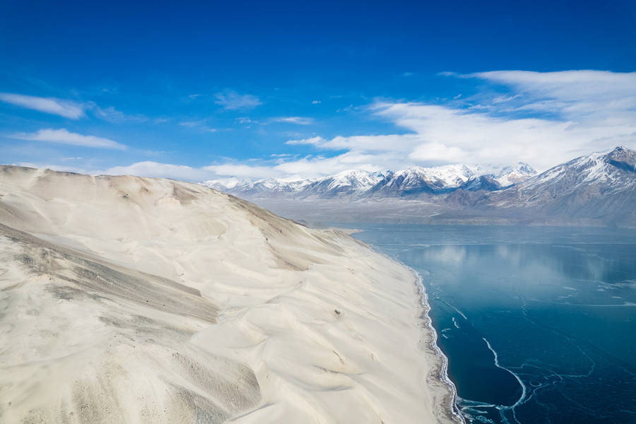 Tajikistan Blue Lake Sky Mountain Wallpaper