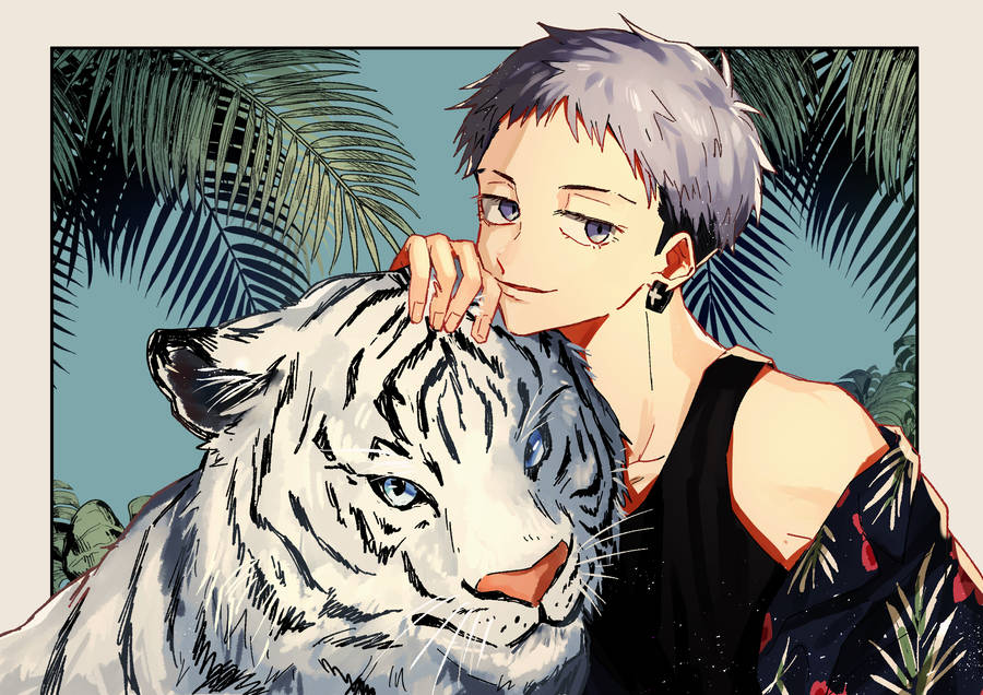 Takashi Mitsuya With White Tiger Wallpaper