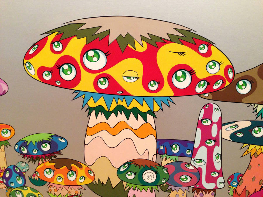 Takashi Murakami Mushrooms 4k Wallpaper