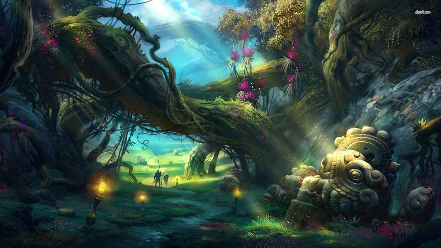 Take A Journey Through The Mystical Forest Wallpaper