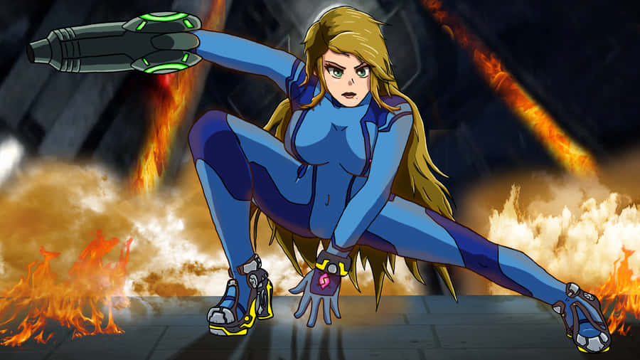 Take A Leap Of Faith With Zero Suit Samus! Wallpaper