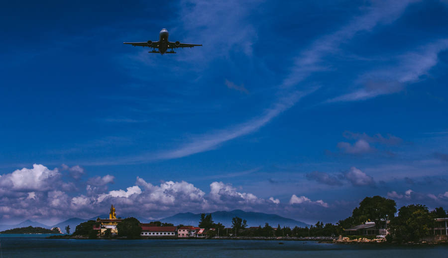 Take To The Skies In This Stunning White Passenger Airplane. Wallpaper