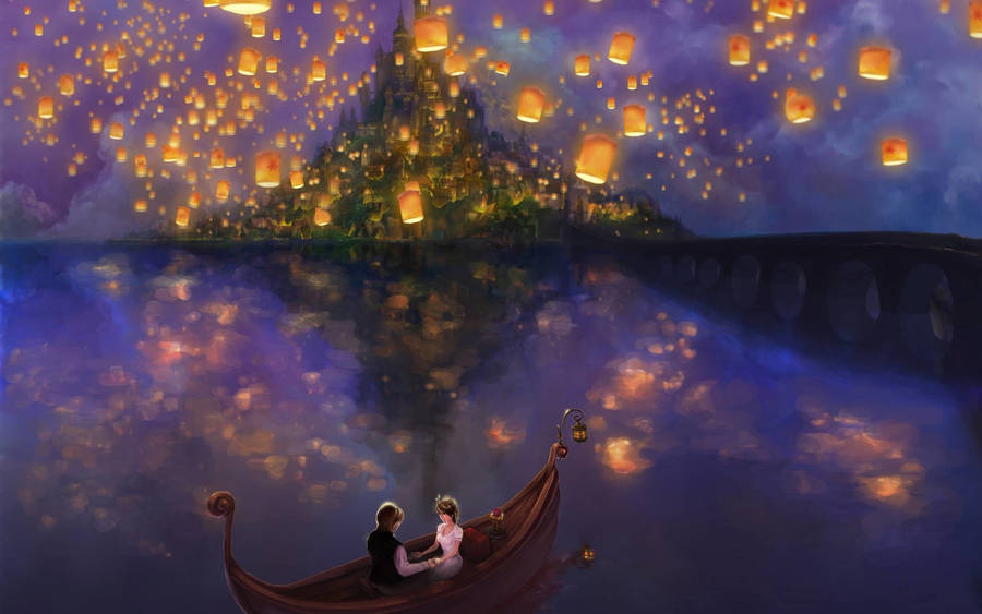 Tangled Flynn And Rapunzel Painting Wallpaper