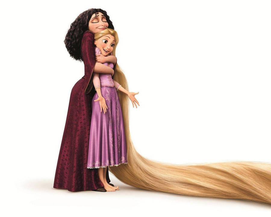 Tangled Mother Gothel Hugging Rapunzel Wallpaper