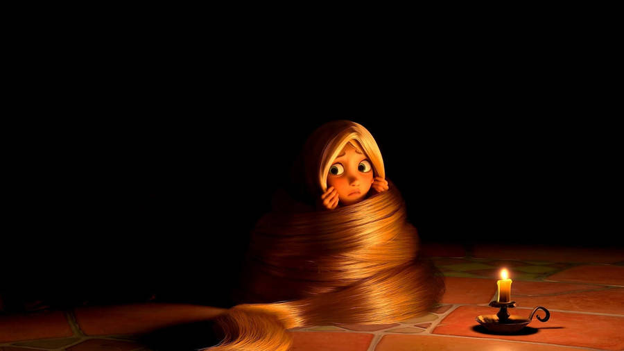 Tangled Young Rapunzel Coiled Hair Wallpaper