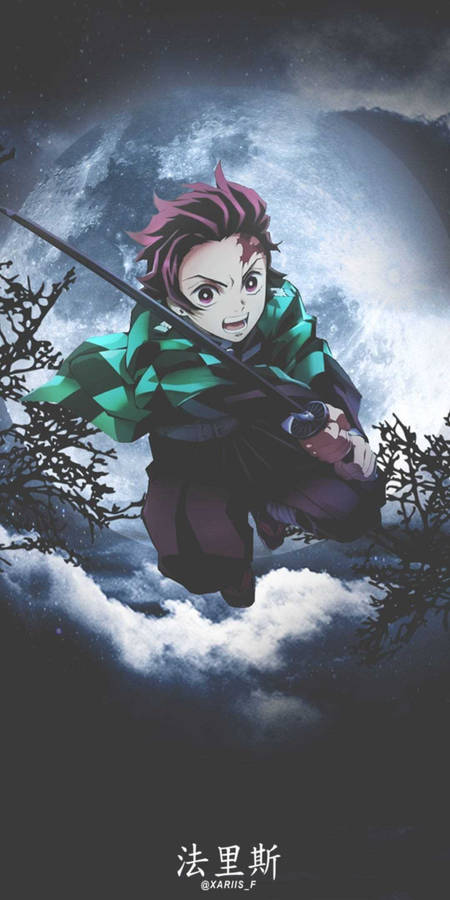 Tanjiro Aesthetic Katana Swing Wallpaper