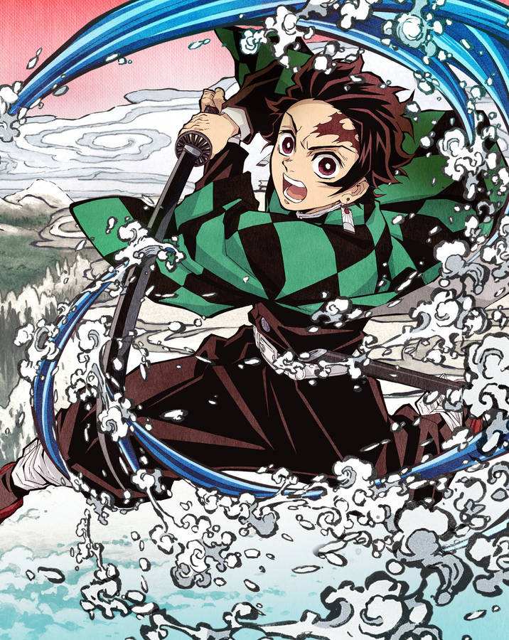 Tanjiro And Water Poster Wallpaper