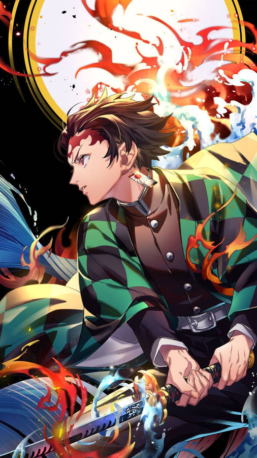 Tanjiro Kamado Dual Elements Wallpaper