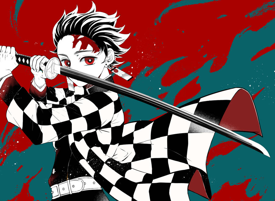 Tanjiro Red And Green Wallpaper