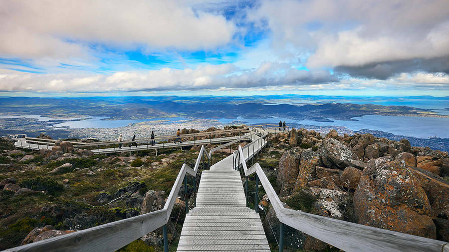 Tasmania Wooden Path Going Down Wallpaper