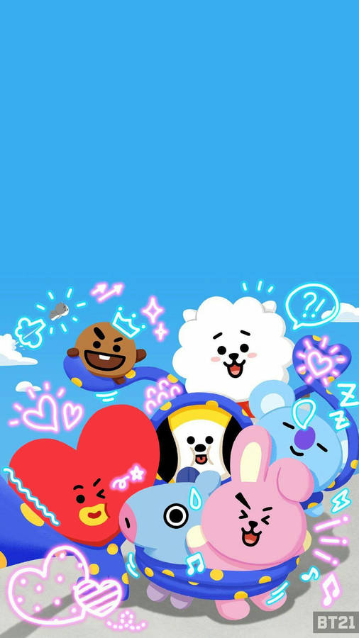 Tata With Bt21 Squad Wallpaper