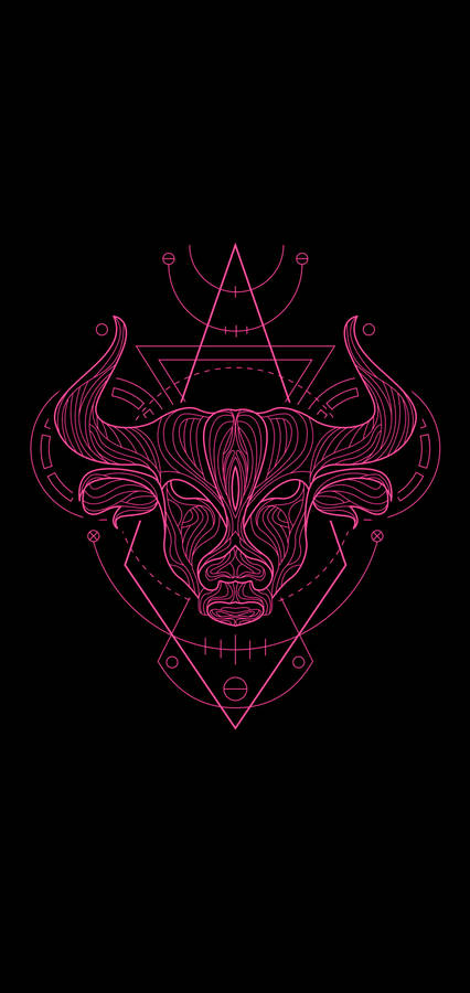 Taurus Zodiac Pink Line Work Wallpaper