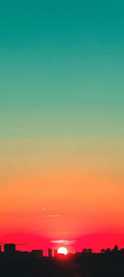 Teal And Red Sunset Sky Wallpaper