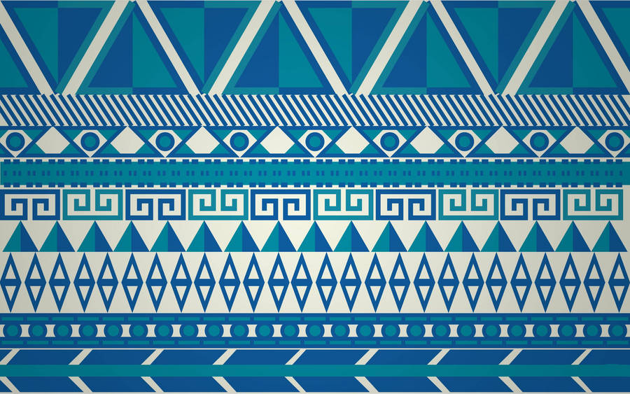 Teal Blue Tribal Pattern Wallpaper