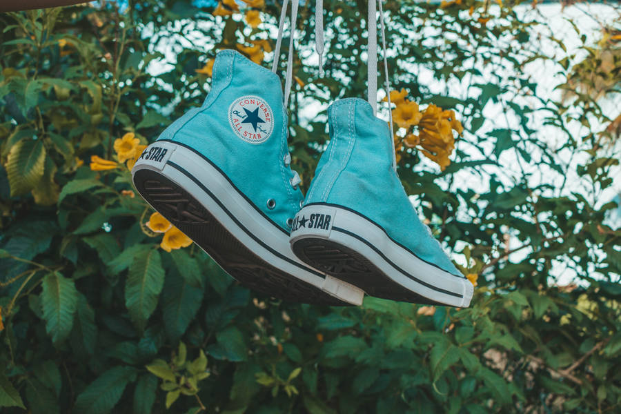 Teal Converse Hanging Wallpaper