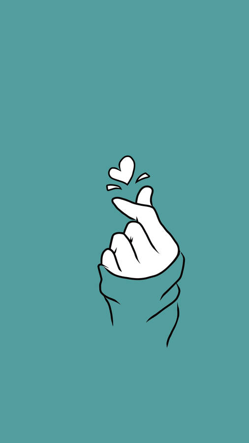 Teal Saranghae Finger Heart Wallpaper