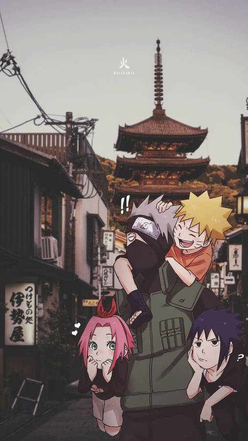 Team 7 Naruto Lounging Iphone Wallpaper