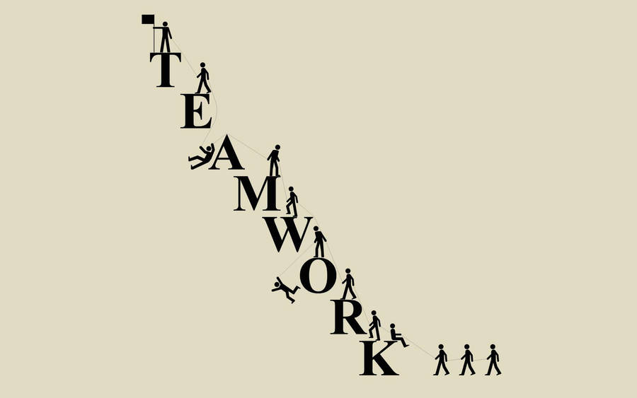 Teamwork Stick People Climbing Wallpaper