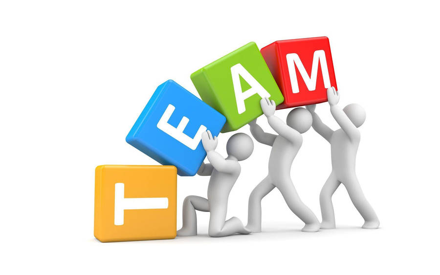 Teamwork Vector Art People Holding Team Blocks Wallpaper