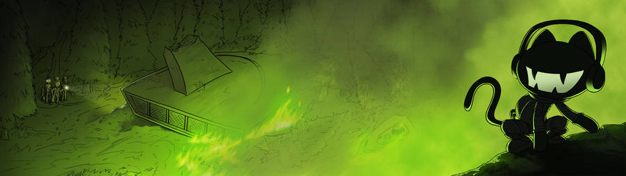 Techie Cat In Portal Dual Screen Wallpaper