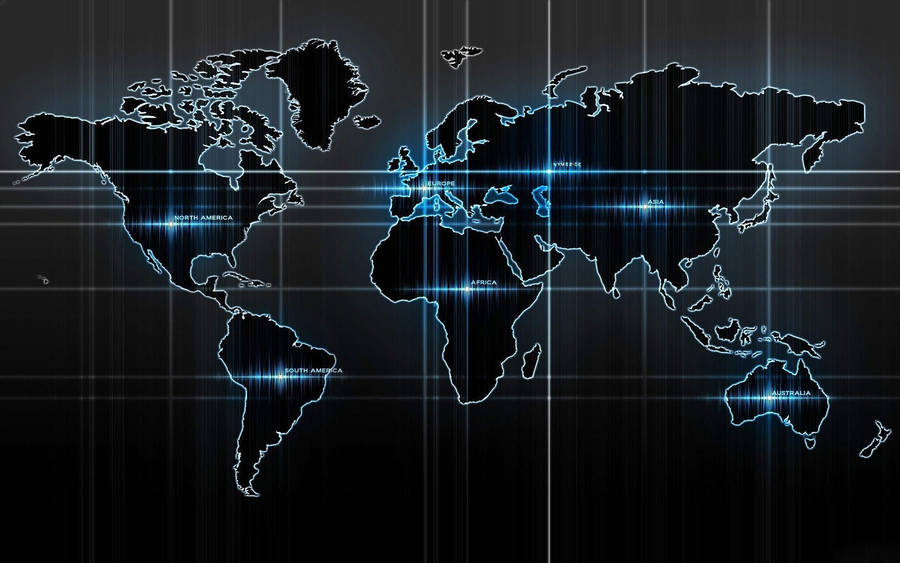 Technology World Map Outline Wallpaper
