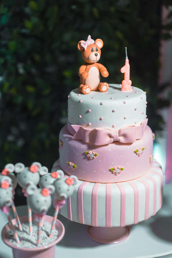 Teddy Bear Theme Birthday Cake Wallpaper