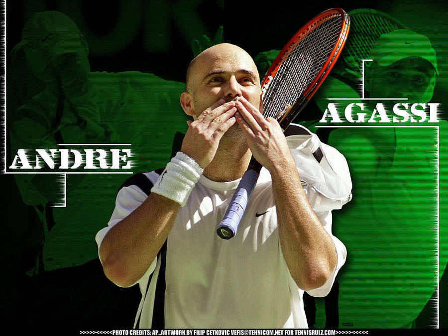 Tennis Icon Andre Agassi In Action Wallpaper