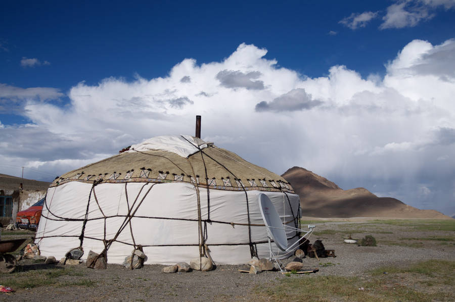 Tent In Tajikistan Field Wallpaper