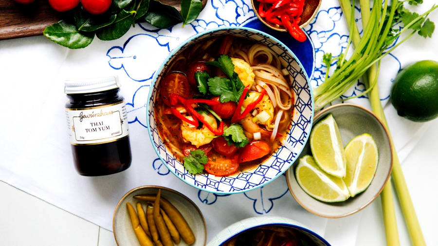 Thai Tom Yum Soup With Seafood Wallpaper