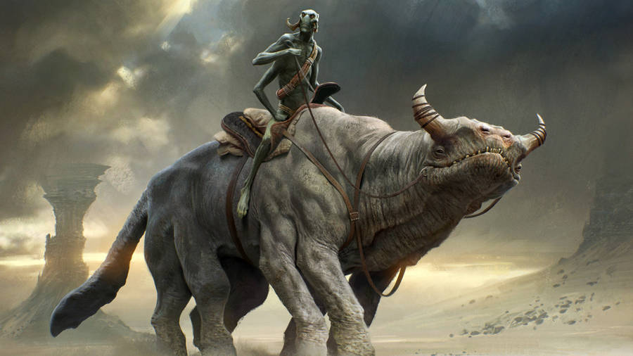 Thark Riding Thoat In John Carter Wallpaper