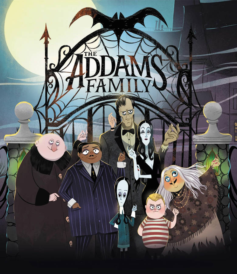 The Addams Family Cartoon Illustration Wallpaper