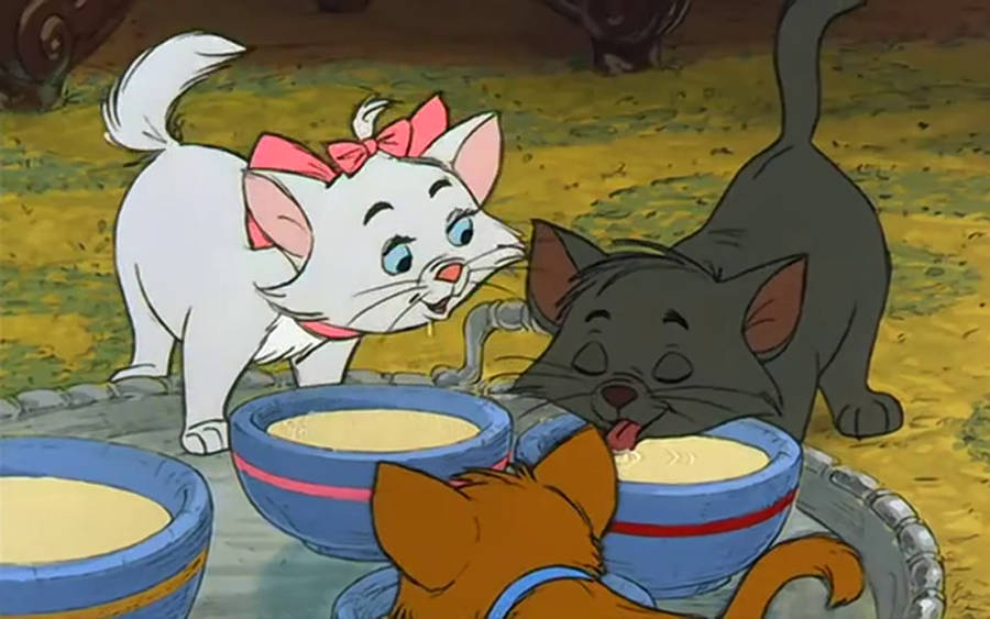 The Aristocats Drinking Milk Wallpaper